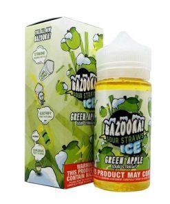 GREEN APPLE SOUR STRAWS ICED EJUICE BY BAZOOKA 100ML 6MG 2