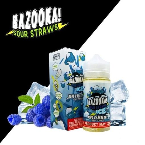 BLUE RASPBERRY SOUR STRAWS ICED EJUICE BY BAZOOKA SOUR STRAWS 2