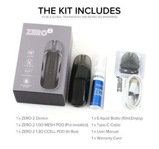 VAPORESSO ZERO 2 POD KIT 800MAH BLACK