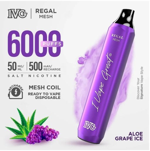 IVG Aloe Grape Ice Regal Mesh Disposable in Pakistan