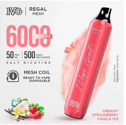 IVG Creamy Strawberry Vanilla Ice Regal Mesh Disposable in Pakistan